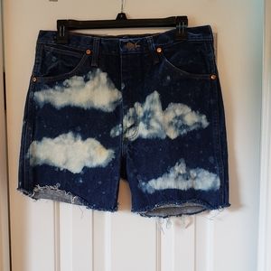 Vintage cloud hand tie dyed Wrangler shorts